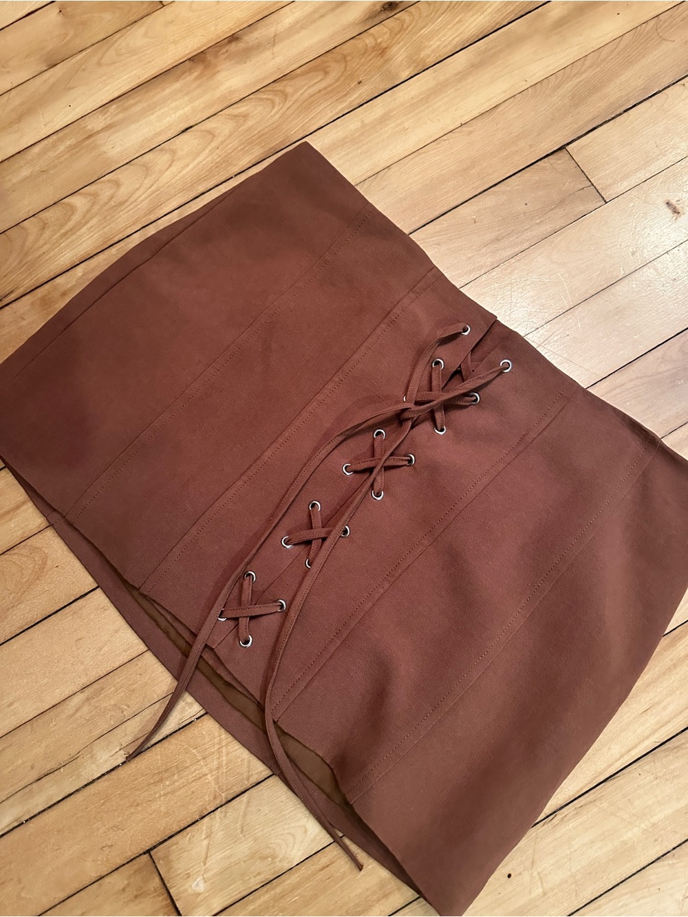 Zara Brown Lace-Up Mini Skirt